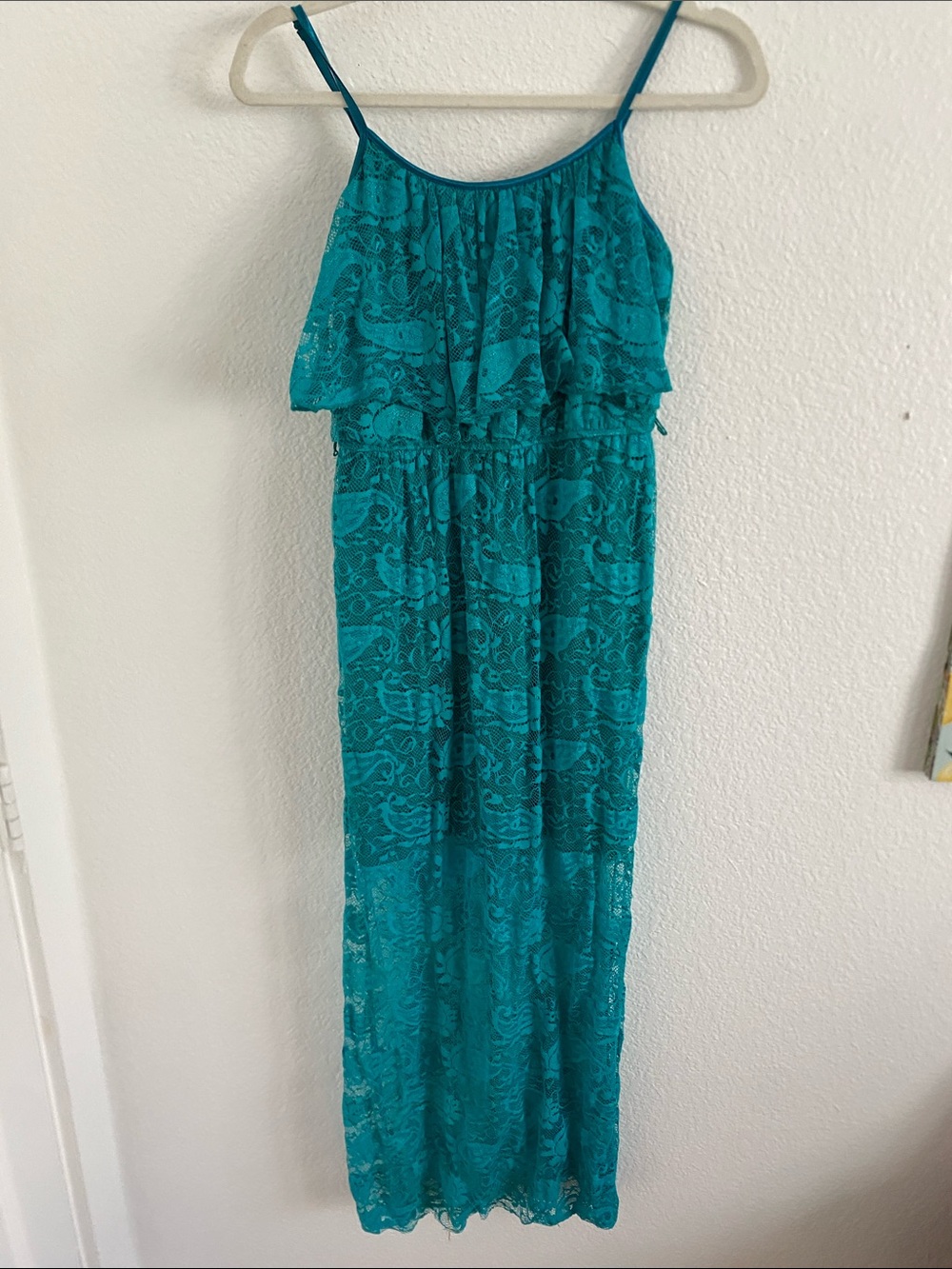 aerie Teal Lace Trim Tank Top